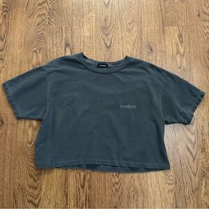 Talentless Charcoal Boxy Short Sleeve Cropped Top Shirt everyday comfy One Size